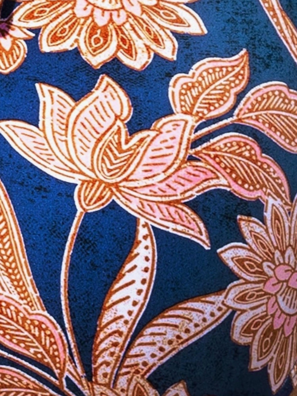 Cupshe Blue One-Piece Swimsuit with Peach Floral Print - Picture 3 of 9
